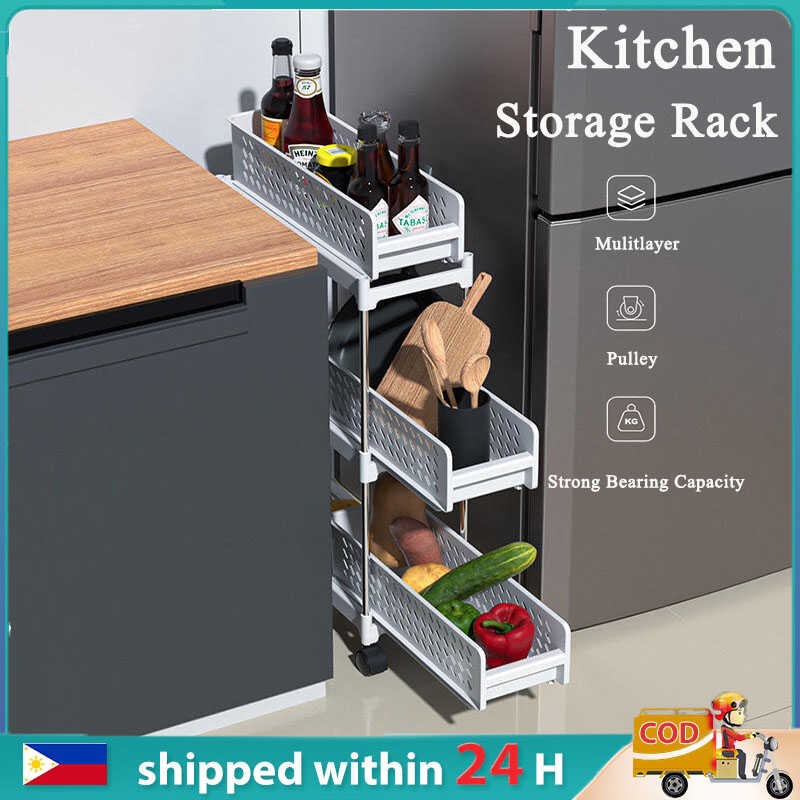 Kitchen Organizers Narrow Storage Rack na may Mga Wheels Multi-Layer ...
