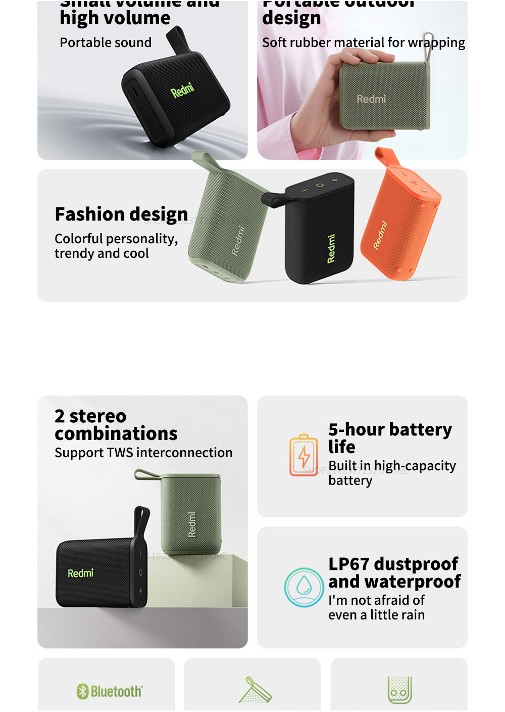 Xiaomi Redmi Portable Bluetooth Speaker Outdoor IP67 Stereo Powerful ...