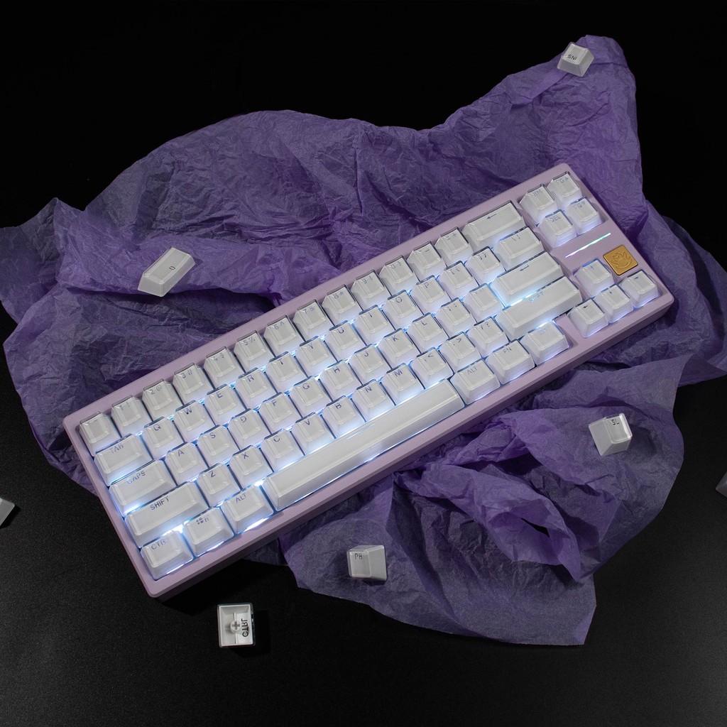 Crystal White Keycaps 104 Keys ABS Double shot OEM profile keycaps set ...
