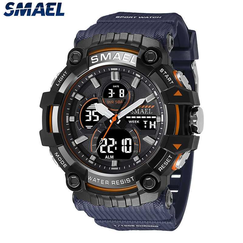 SMAEL 。 Brand Sport Watch Men Quartz Wristwatches Waterproof Dual Time ...