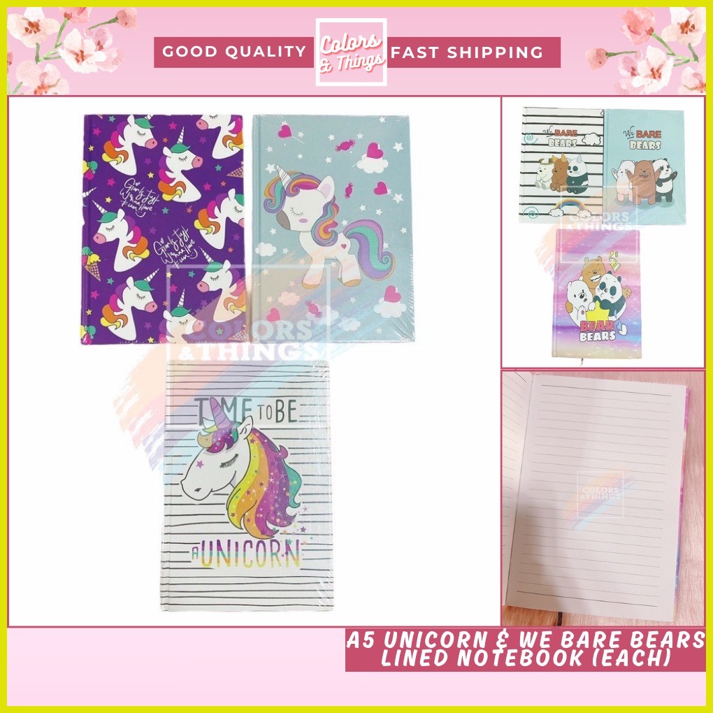 Colorsandthings A5 Unicorn & We Bare Bears Lined Notebook (EACH