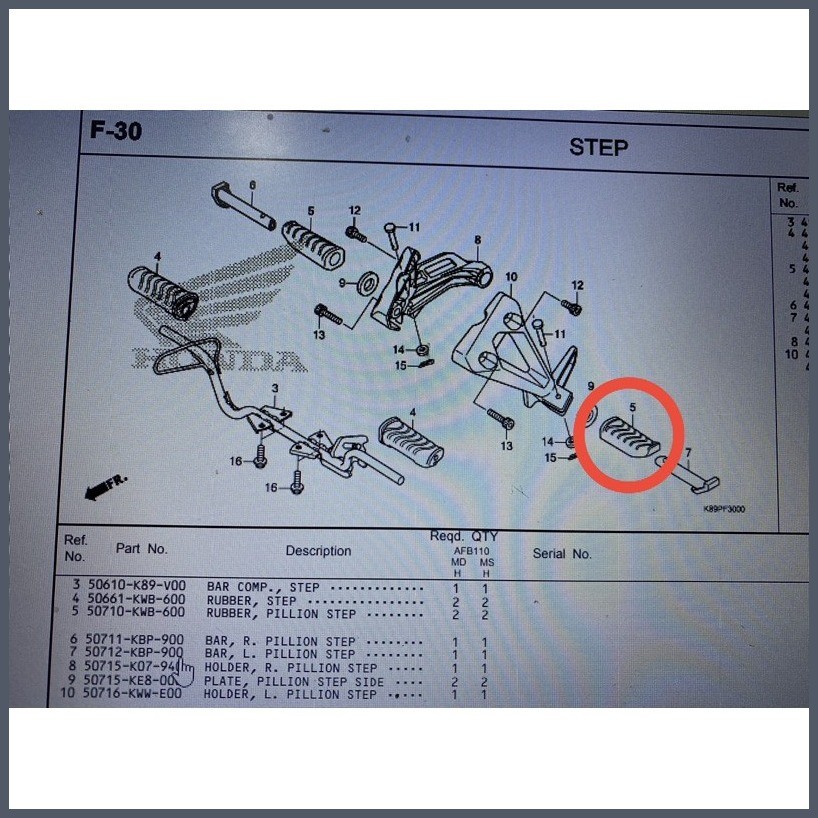 ∦ ☈ Pillion Step Rubber for Click125i V2/WaveDash/Wave110R | Shopee ...