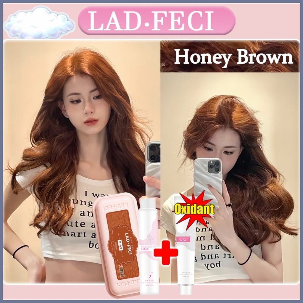 View of ∮ LAD Hair Color Permanent (100ml Hair Dye+100ml Oxidant) Honey Brown ...