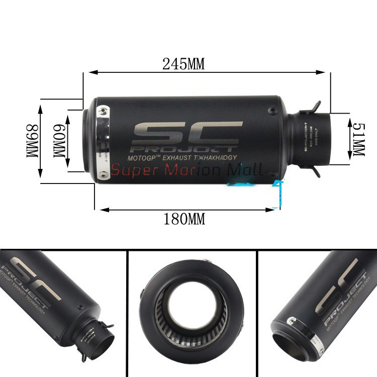 SC Universal 51mm Motorcycle Exhaust Pipe Locomotives Tail Stainless ...