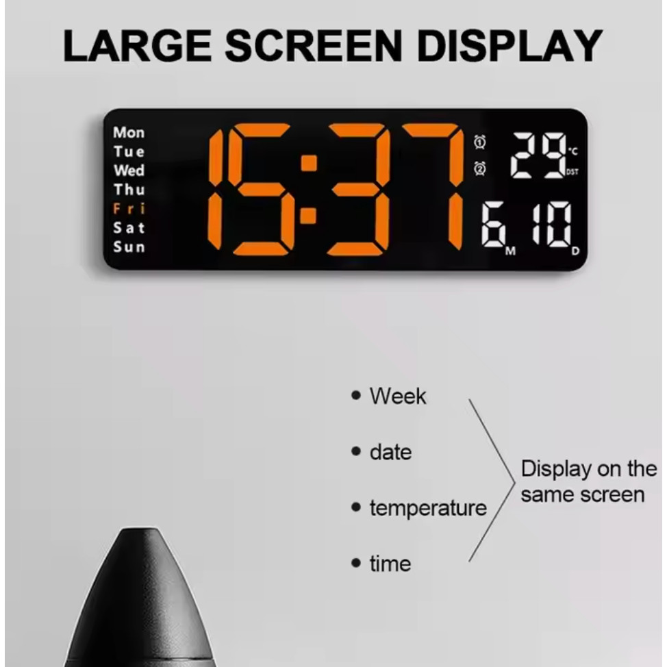 (6629) 13-inch Large LED Display Digital Clock Remote Control with ...