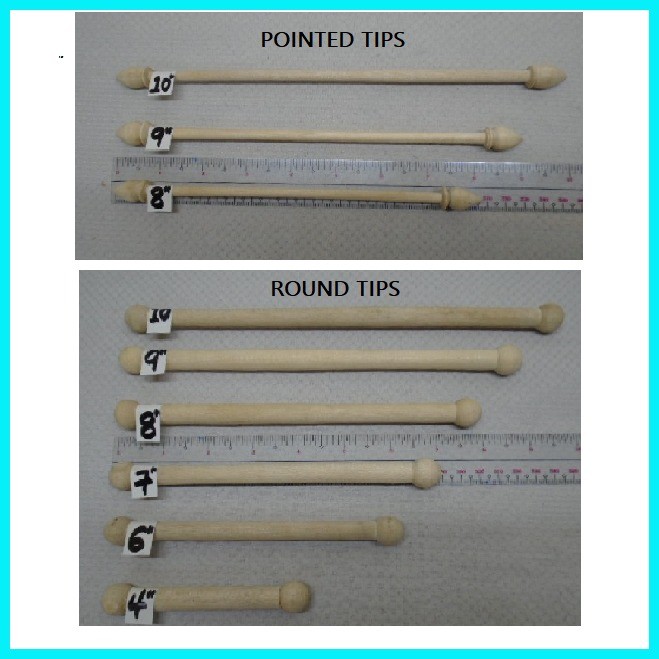 50 PAIRS (100pcs) Wooden Scroll / Rods / Dowels (Round or Pointed tips ...