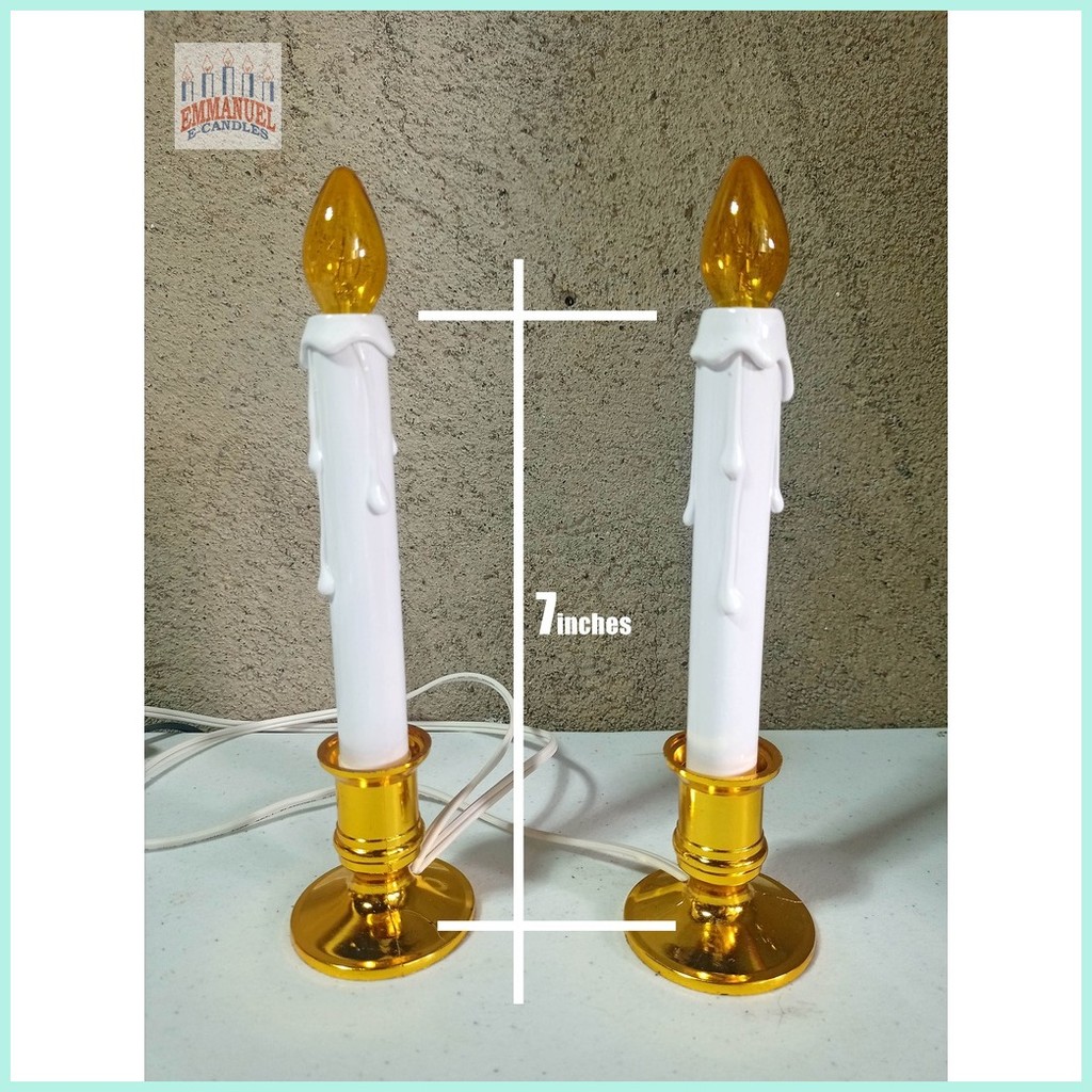 Emmanuel E-Candles Flameless Taper Candles using Yellow Pilot Bulb ...