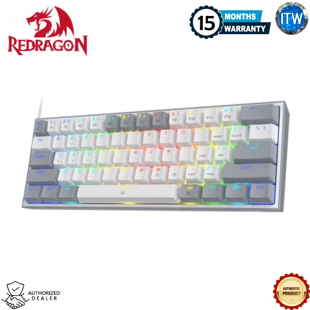 Redragon K617-RGB Fizz Grey/White 60% Wired Mechanical Gaming Keyboard