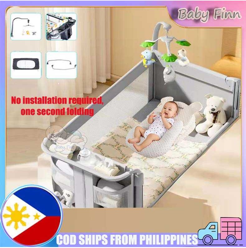 Splice Baby Adjustable Mosquito Net Folding Crib Toddler Travel Cot Multifunctional Mobile Liftable Shopee Philippines