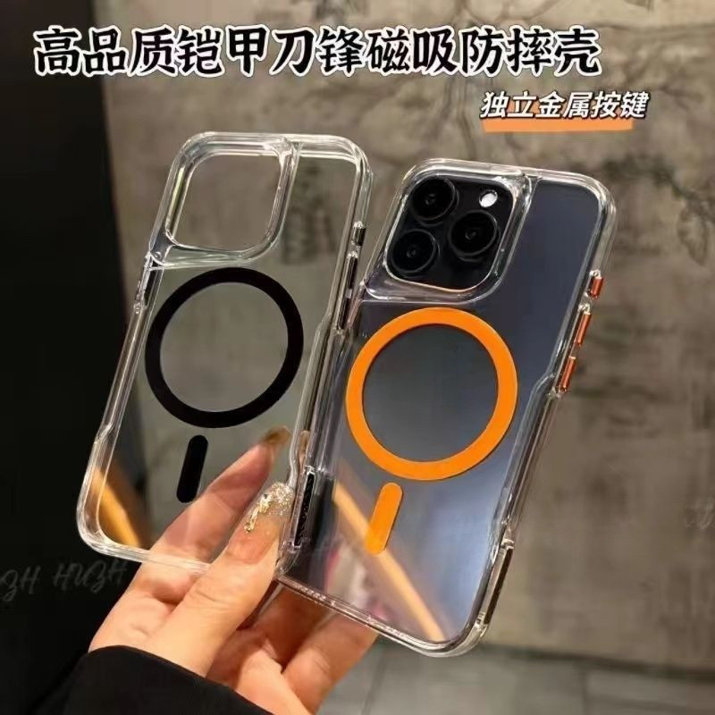 New 16 Pro Max Thickened Transparent acrylic hard case Orange