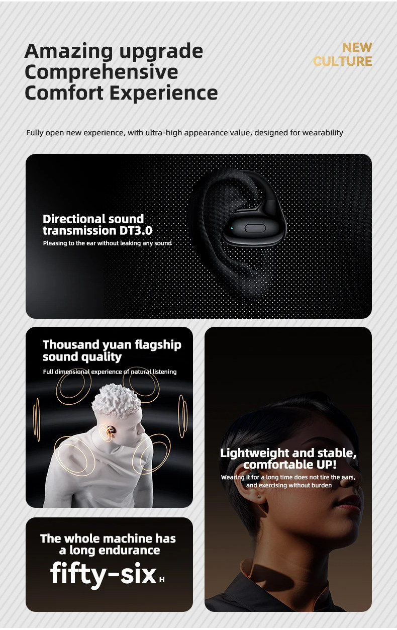 DT3.0 Directional Sound Transmission Builtin Mic Wireless 5.3