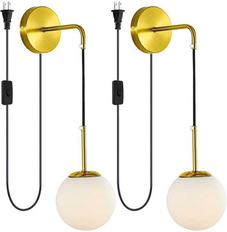 Sconces,Indoor EKUME LED Lights Switch and Plug,Adjustable Plug in Cord