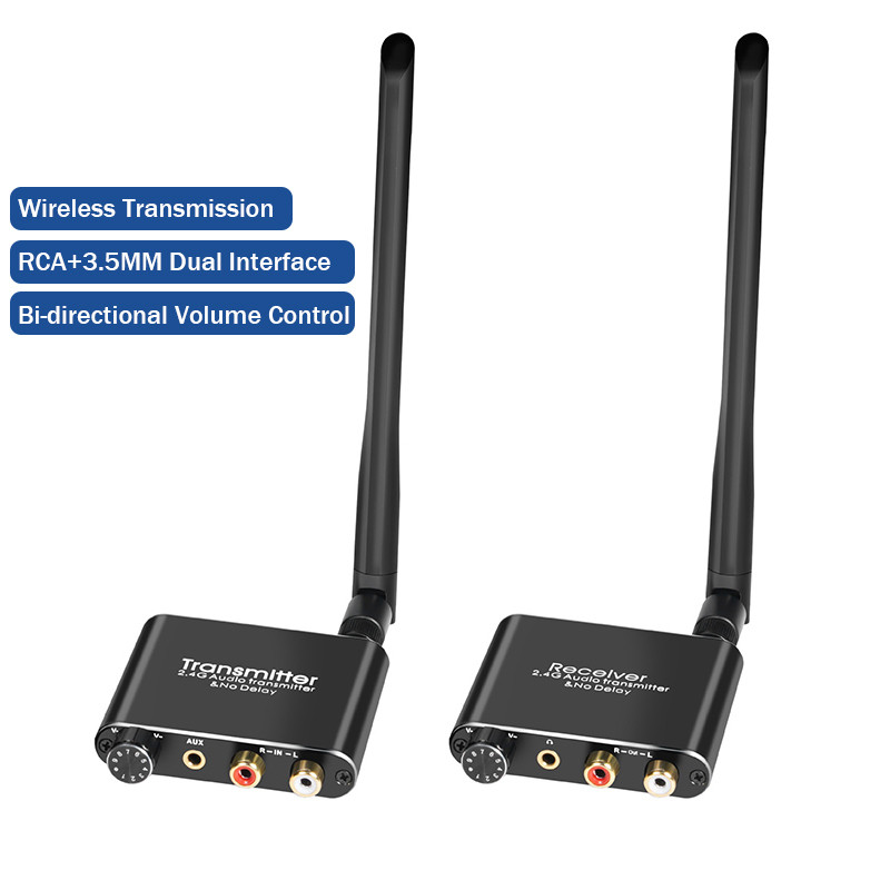 50M Wireless Audio Transmitter Receiver kit 2.4G Wireless R/L RCA+3.5mm ...