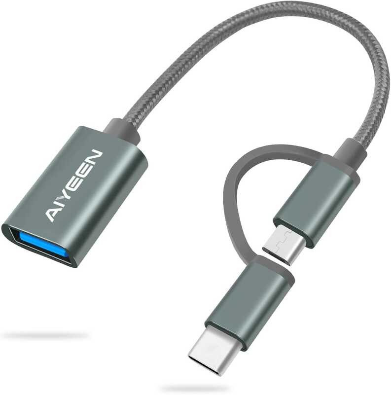 2in1 C/Micro AIYEEN adapter, USB C USB 3.0, USB to OTG adapter cable