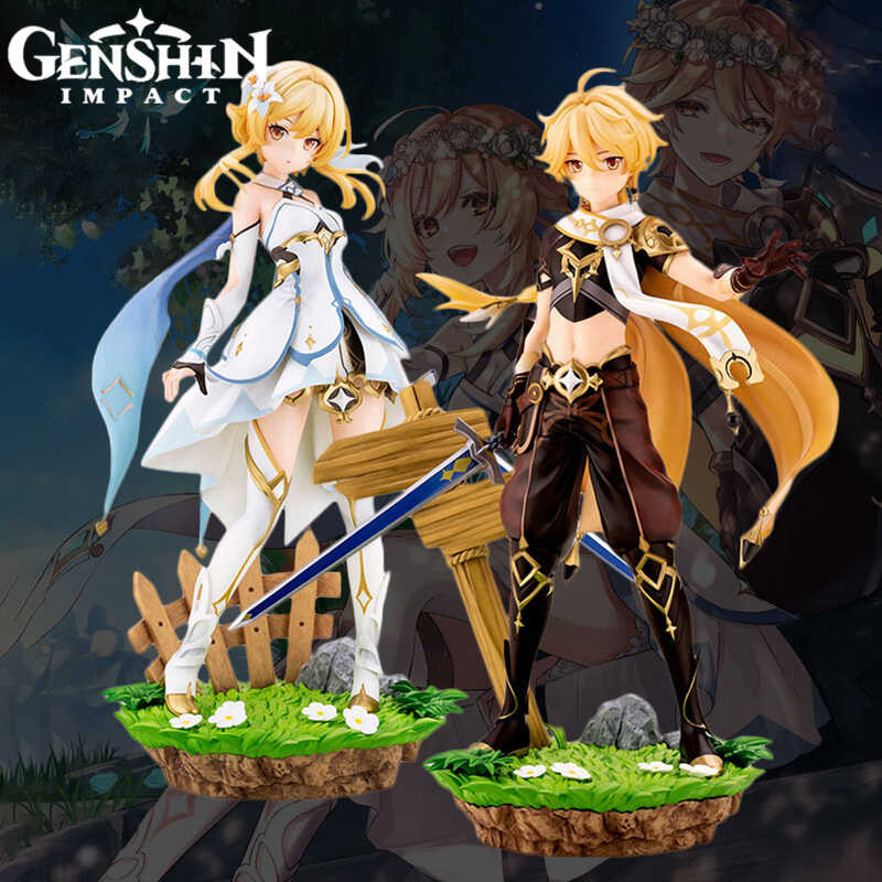 Genshin Impact Travelers Lumine Aether Anime Figures Two-Dimensional ...