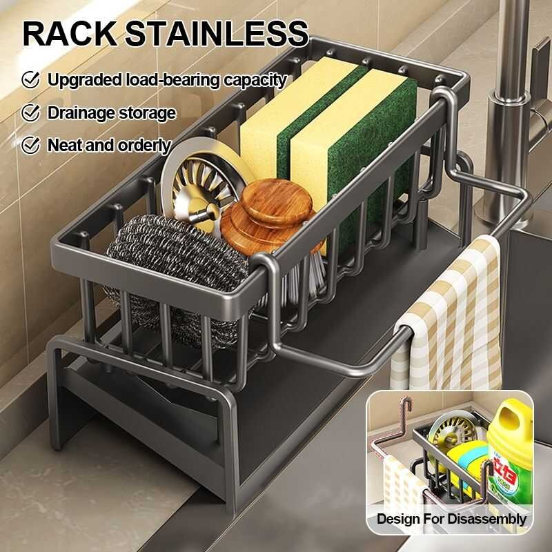 Metal Sponge Drainer With Rag Rail Stainless Steel Kitchen Sink ...