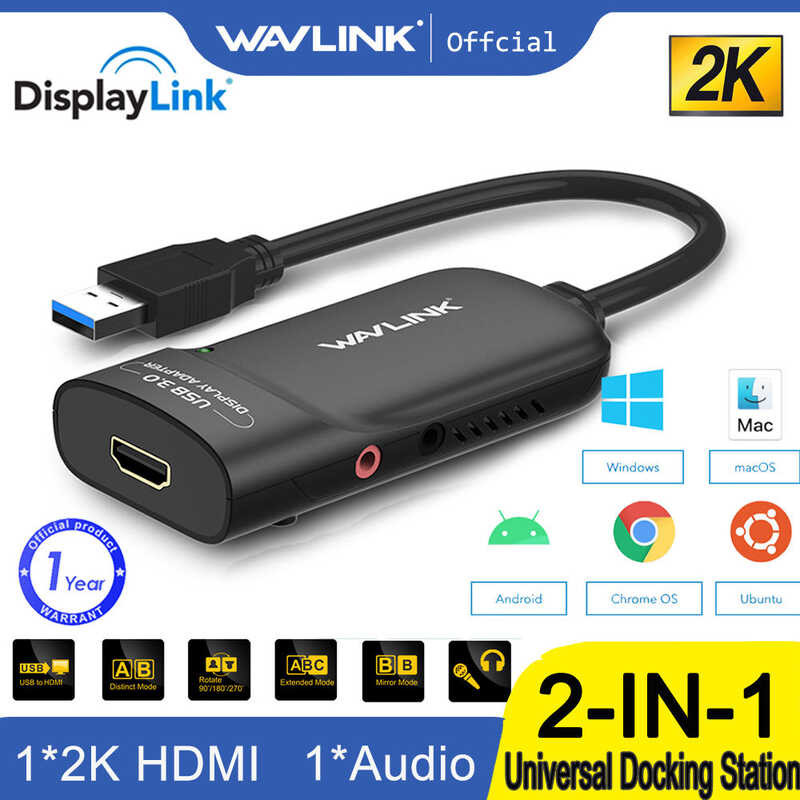 Wavlink HDMI Graphic Adapter, External Card With Audio Port Multiple ...