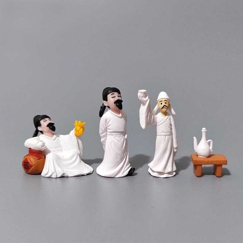 Miniature Li Bai Drinking Ancient Figure Model Small Ornament Micro ...