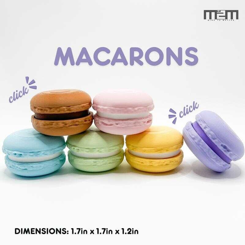 Mind2matter Macaron 3D Printed Clicker Fidget Toy Keychain With Ball ...