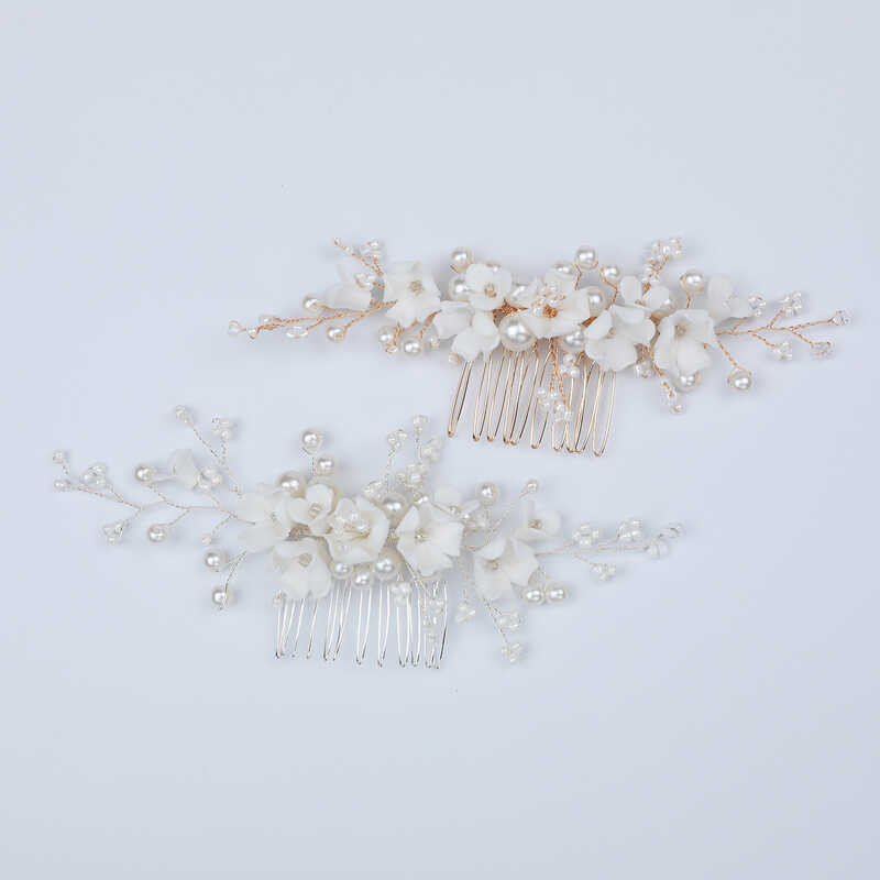 Hair Accessories Bridal Pearl Rhinestone Insert Comb Handmade Reverse ...
