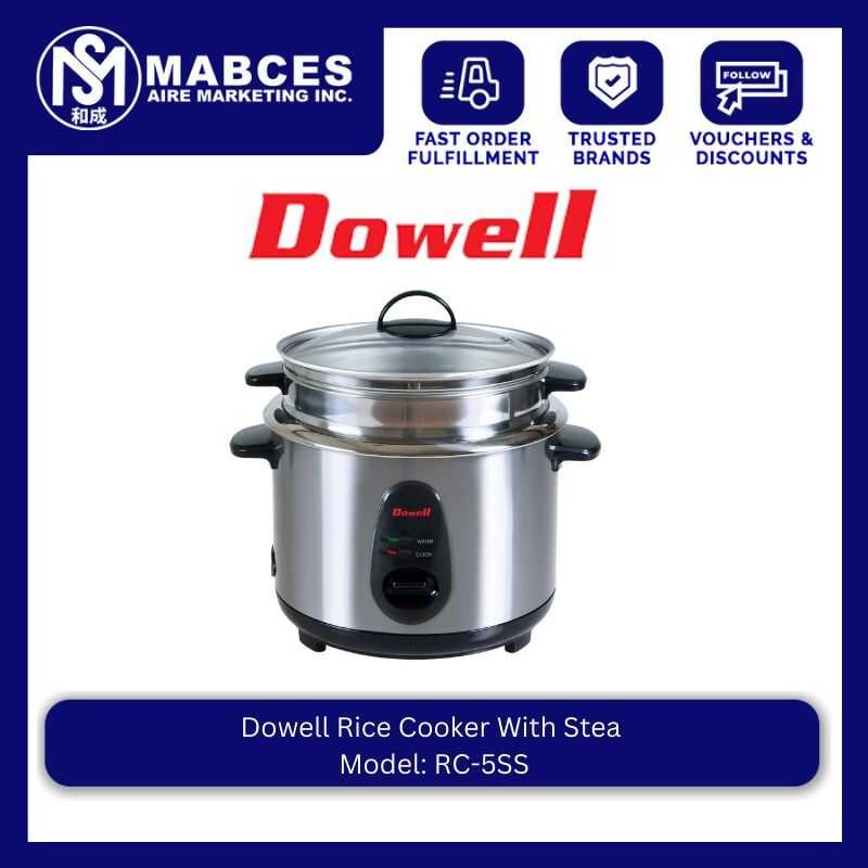 Dowell Rice Cooker With Steamer Rc-5Ss 5C6 | Shopee Philippines