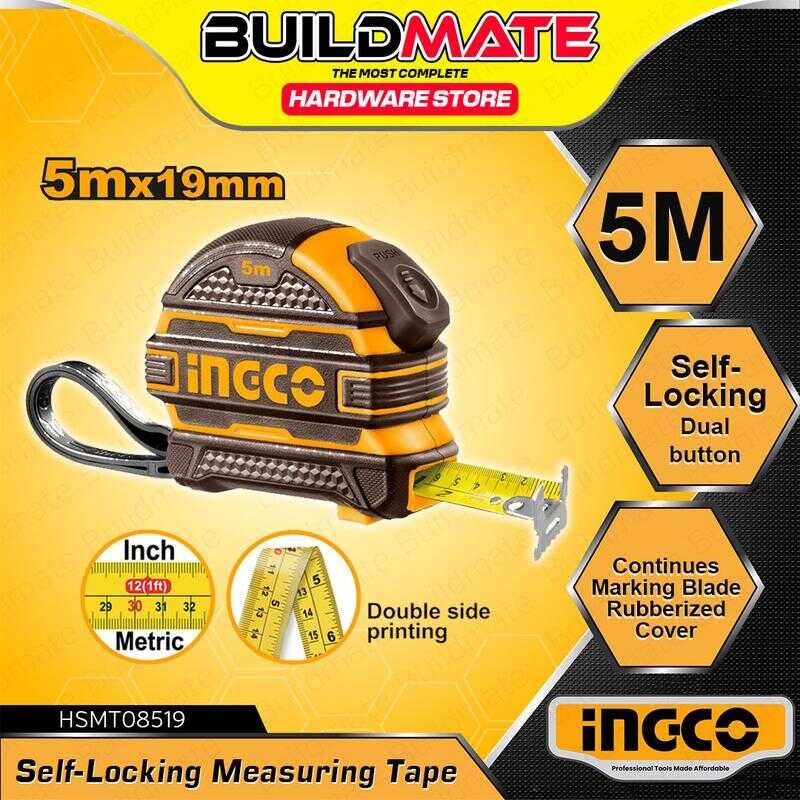 BUILDMATE Ingco Self Locking Steel Measuring 5Mx19mm Double Button With ...