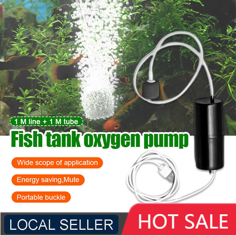 Portable Aquarium Oxygen Pump Small Fish Tank USB Silent Air Aerator ...