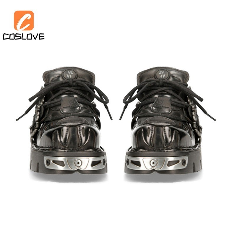 New Style Retro Rock Shoes Black Color Dark Punk Style Low Cut Thick ...