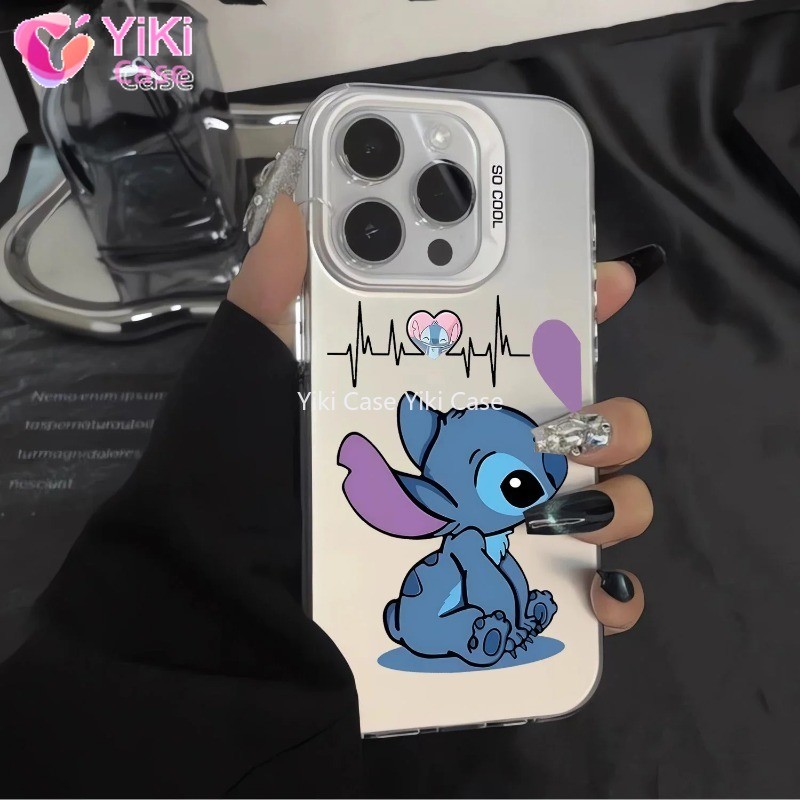 Disney Cute Stitch Angel Couple Love Phone Case For iPhone 15 14 13 12