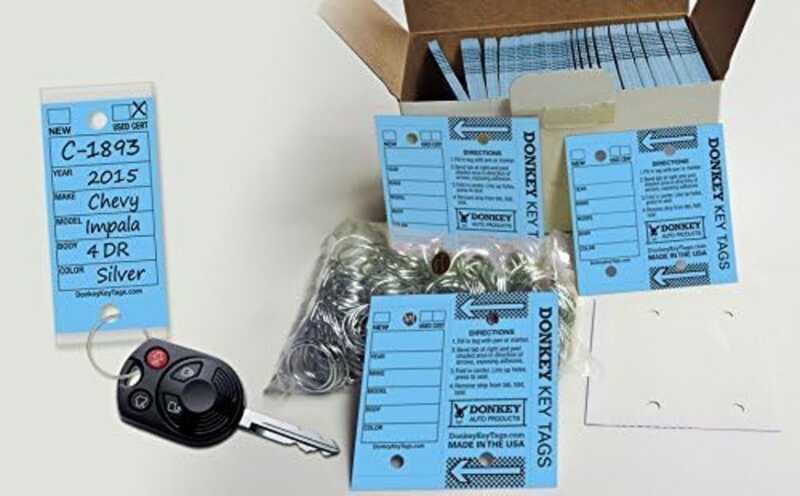 Key Tags, Donkey Laminated Self-Protecting (250 Tags per Box with Metal ...