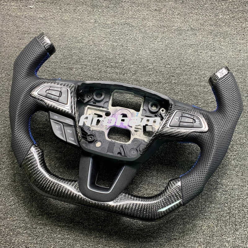 Pilot Shape Customize Black Carbon Fiber Steering Wheel For Ford Focus ...