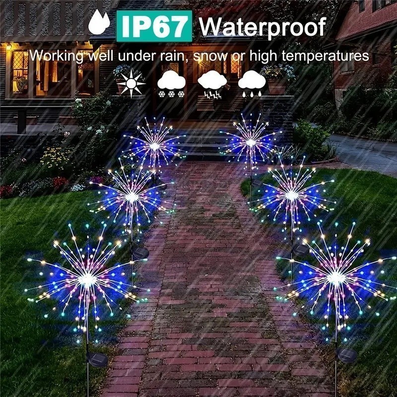 Solar Garden Lights Outdoor Waterproof LED Firework Lamps for Fowerbed ...