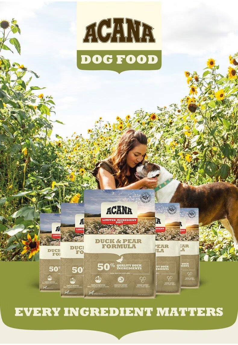 ACANA Dog Dry Food GrainFree Raw Duck Meat High Protein Duck & Pear