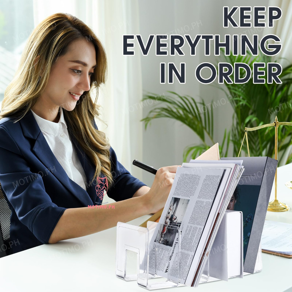 Clear Acrylic File Organizer Sturdy Desk File Organizer Shelf Book ...