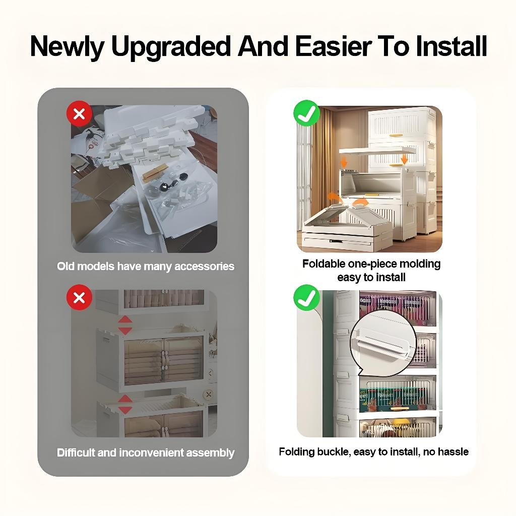 Foldable Storage Cabinet Drawer Flip Storage Box Multifunction Home ...