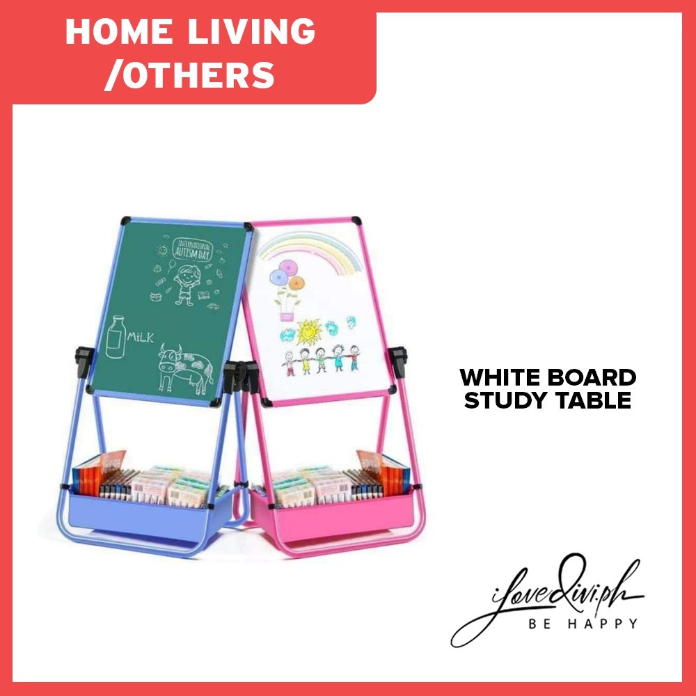 ilovedivi Whiteboard Blackboard Study table with Double sided Stand for ...