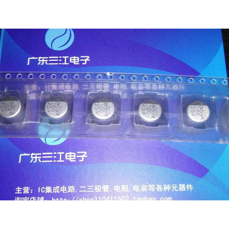 CX 100x 10uF 25V SMD Aluminum Electrolytic Capacitors – 4x5mm, ±20%, 105°C