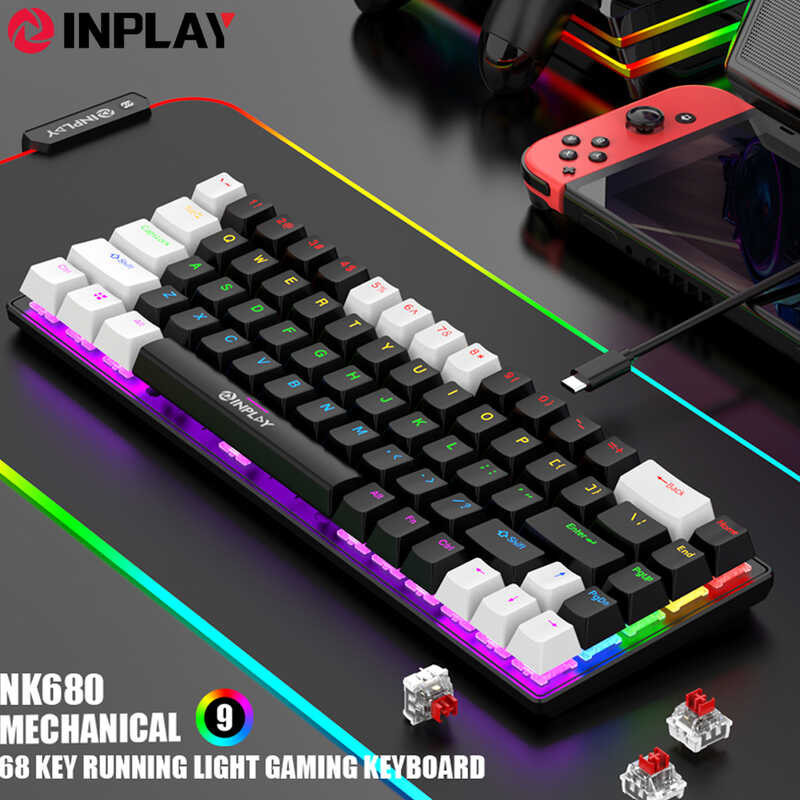 Inplay 68 Key Wired Mechanical Hot Swap With Red Switch Gaming Keyboard ...