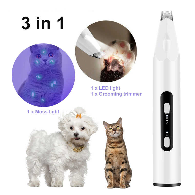 Clippers Dog 3In1 Cordless Trimmer LED Clipper Pet Paw Fur Cutter Hine