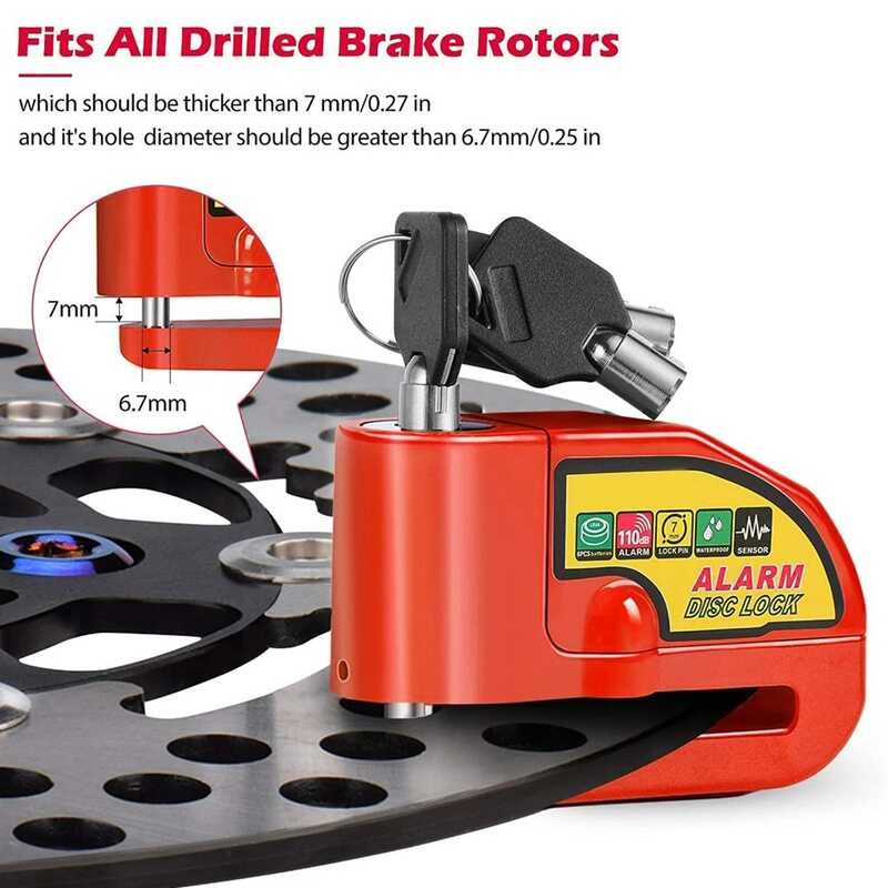 Brake Motorcycle Disc Alarm Lock Anti-Theft Heavy Duty Safety Cable ...