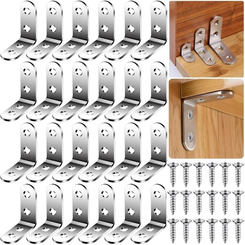 Adjustable Mounting Bracket With 2 Slots, 6 Pieces White L-Shaped