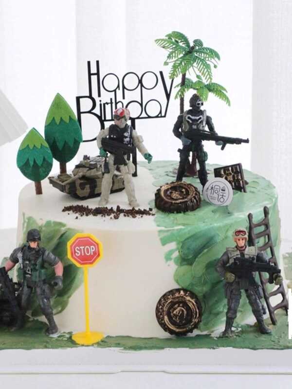 Baking Cake Special Forces Soldier Figurines Military Tank Airplane Set ...