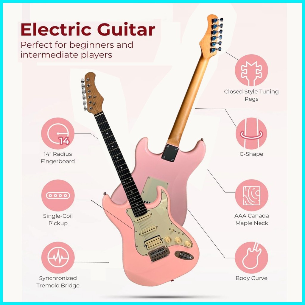 Rixton 38 Inch Electric Guitar Complete Set Guitar Wall Hanger Wall ...