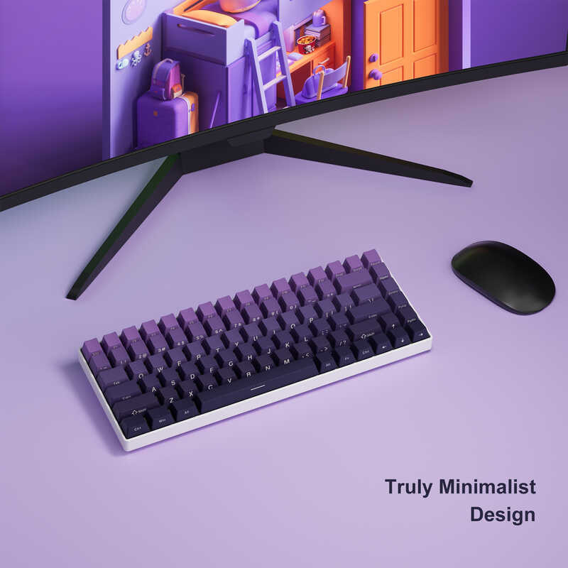 136 Key Gradient Purple PBT Double Shot Side Print Shine Through ...