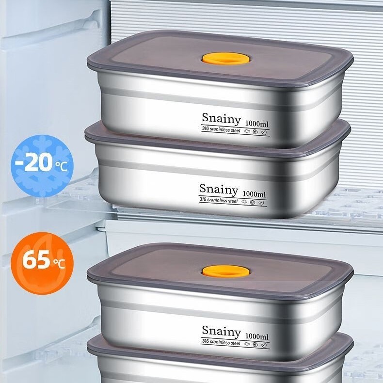316 Food container stainless Steel fresh Food storage box Freezer ...