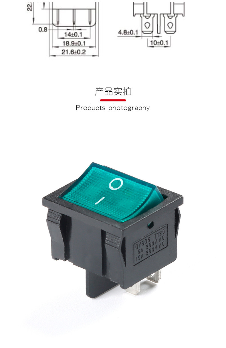 Mcxk-e KCD5 Rocker Switch Black/Red/Green 4/6 Pin 2/3 Gear 15A Silver ...