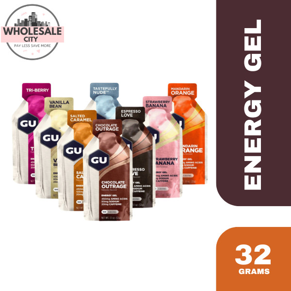 ஐ ♞,♘GU Energy Original Sports Nutrition Energy Gel, Fruity Flavors NET