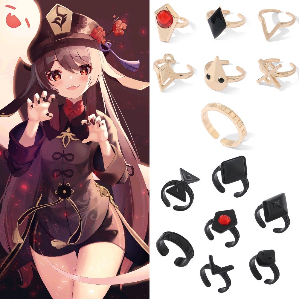 Alloy finger ring set for cosplay Hu Tao Ring Set Genshin Impact Hutao ...
