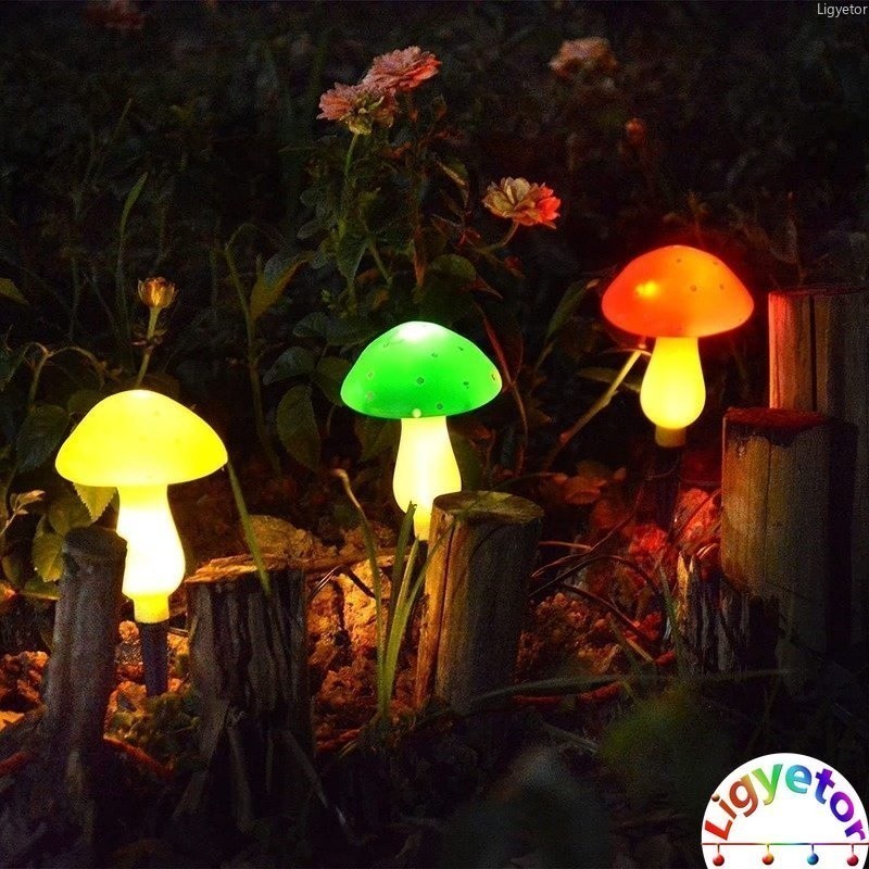 Ligyetor Solar Cute Mushroom Shaped LED String Lights Outdoor