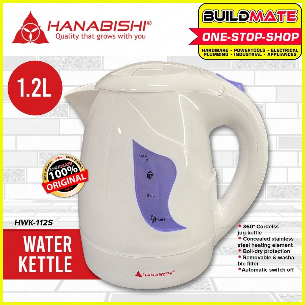 ☂ ℗ BUILDMATE Hanabishi Cordless Water Kettle 1.2L 850W Water Heater